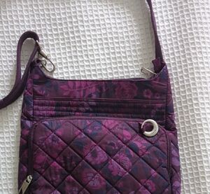 Floral Quilted Crossbody Bag - Purple